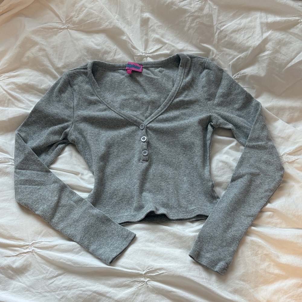 Edikted Heather Gray Cropped Top
